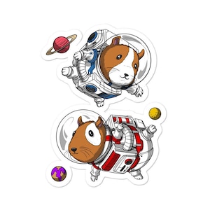 Pegatinas de astronauta de conejillo de indias espacial - Calcomanías divertidas de conejillos de indias - Regalos para amantes de los conejillos de indias - Pegatinas lindas de conejillos de indias - Regalos de conejillos de indias para niños