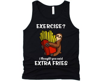 Exercise Humor Funny I Thought You Said Extra Fries Funny Gifts Humor Ladies Racerback Tank Top