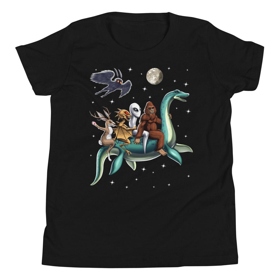 Cryptid Creatures Kids Shirt, Bigfoot Mothman Boys Shirt, Loch Ness ...