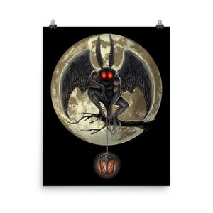 Mothman Poster - Cryptid Creatures Art Print - Cryptids Wall Decor - Cryptozoology Room Decor - Mothman Art Print - Mothman Gifts