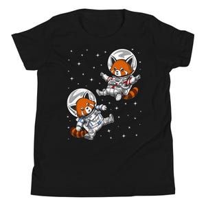 T-shirt per bambini con panda rosso spaziale, magliette per bambini con panda rosso astronauta, magliette divertenti con panda rosso, magliette con panda rosso carini, abbigliamento con panda rosso