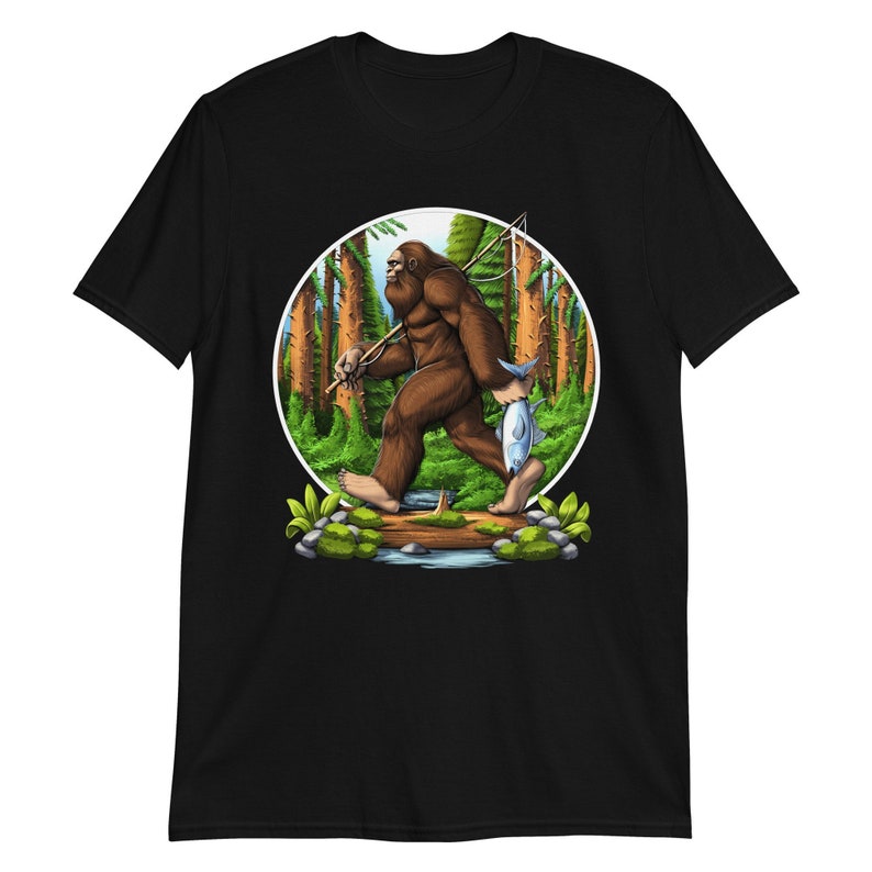 Bigfoot Fishing T-Shirt, Bigfoot Tee, Bigfoot Clothing, Cryptozoology Tee, Cryptids T-Shirt, Bigfoot Clothes, Bigfoot Apparel, Bigfoot Gifts image 1