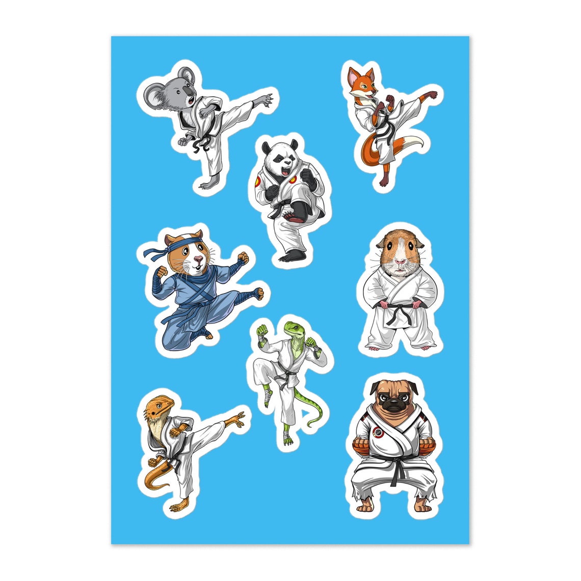 Martial Arts Animals Sticker Sheet Karate Sticker Bundle Etsy