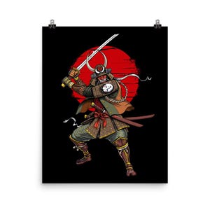 Samurai Warrior Poster - Japanese Demon Art Print - Martial Arts Poster - Ninja Wall Decor - Samurai Room Decor - Samurai Gifts