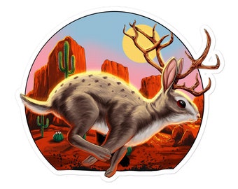 Jackalope Rabbit Sticker - Rabbit Antelope Sticker - Bunny Sticker - Cryptids Stickers - Cryptozoology Decal - Jackalope Gifts
