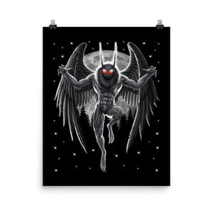 Mothman Poster - Cryptid Creatures Art Print - Cryptids Wall Decor - Cryptozoology Room Decor - Mothman Art Print - Mothman Gifts