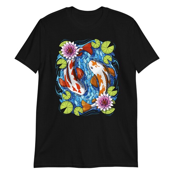 Japanese Koi Fish Shirt, Koi Fish Tee, Japanese Fish Clothing, Lotus Flower Clothes, Japanese Outfit, Japanese Fish Floral Apparel