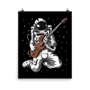 Space Astronaut Gitarrist Poster - Bassgitarre Wand Dekoration - Gitarrist Geschenk - Gitarrist Zimmer Dekor