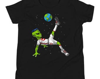 Koszulka dziecięca Space Alien Soccer, koszulka piłkarska dla chłopców, zabawny strój piłkarski, odzież piłkarska dla dzieci, odzież piłkarska, odzież piłkarska, koszulka piłkarska