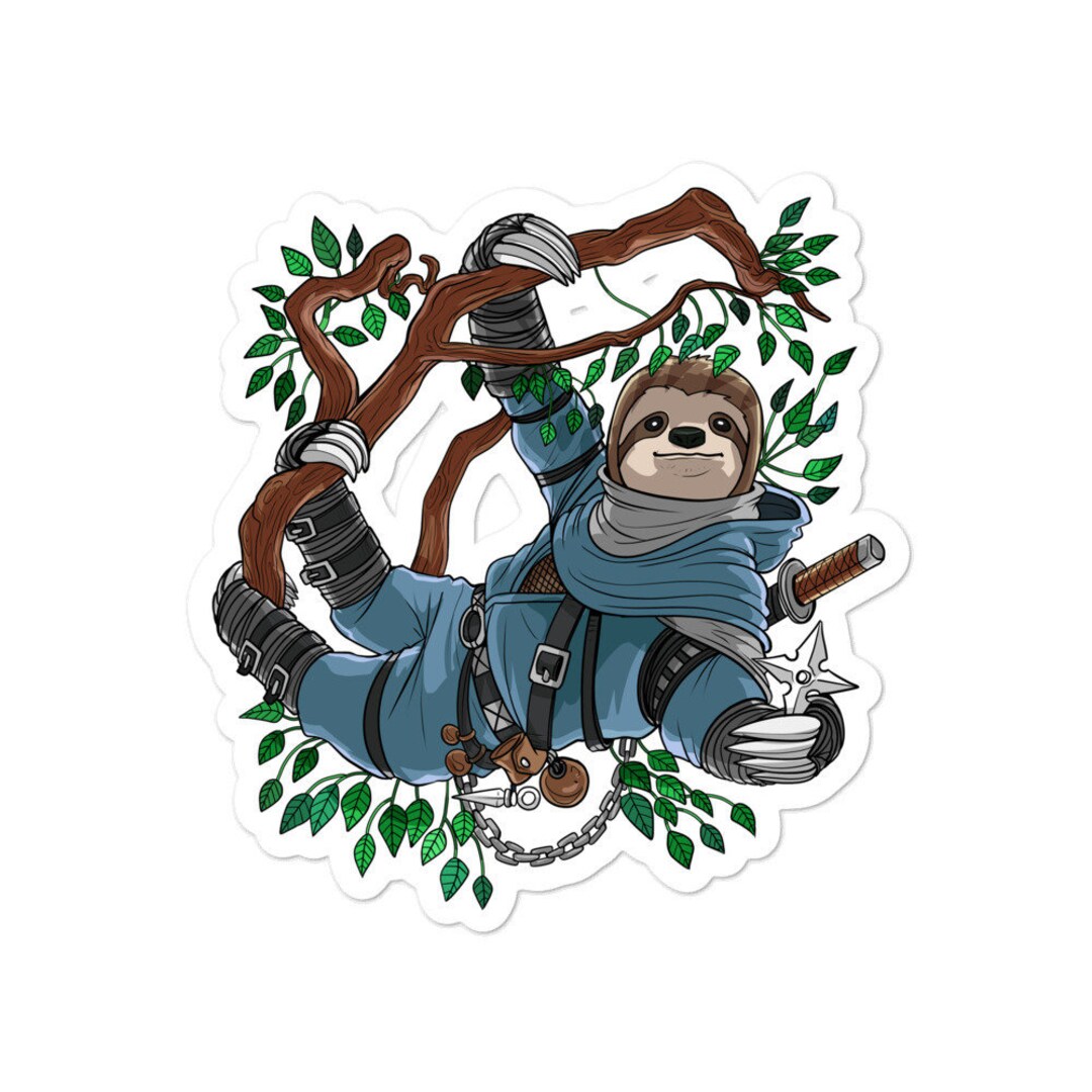 Sloth Ninja Sticker Funny Sloth Samurai Sticker Sloth Vinyl Decals Kung