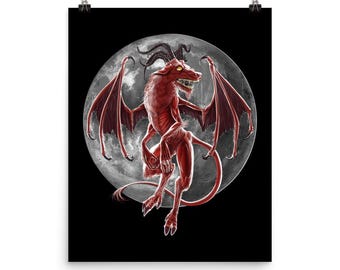 Jersey Devil Poster - Cryptid Creatures Art Print - Cryptids Wall Decor - Cryptozoology Room Decor - Jersey Devil Art Print