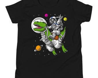 Space Astronaut Riding T-Rex Dinosaur Kids Shirt, Funny Dinosaur Boys Tee, Dinosaur Kids Clothes, Dinosaur Outfit, Kids Space Apparel