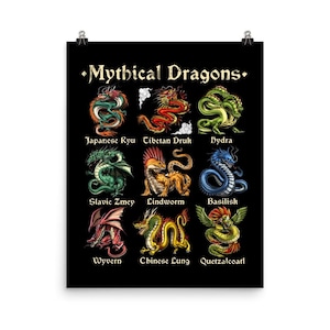 ドラゴンのポスター、ドラゴンのアートプリント、ドラゴンの壁飾り、ドラゴンの部屋飾り、神話上の生き物のポスター、ドラゴンのギフト