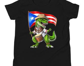 Puerto Rico T-Rex Dinosaur Kids T-Shirt, Boricua Boys Tee, Puerto Rican Flag Shirt, Taino Clothing, Boricua Clothes, Boricua Apparel