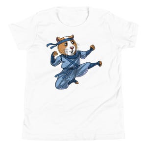 Meerschweinchen Karate Ninja Kinder Shirt, Kickboxen Shirt, Kung Fu Jungen T-Shirt, Meerschweinchen Mädchen Kleidung, Martial Arts Kleidung, Meerschweinchen Bekleidung