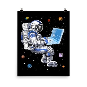 Astronaut Programmer Poster, Coder Art Print, Programming Poster, Software Engineer Wall Decor, Engineering Student Developer Room Decor