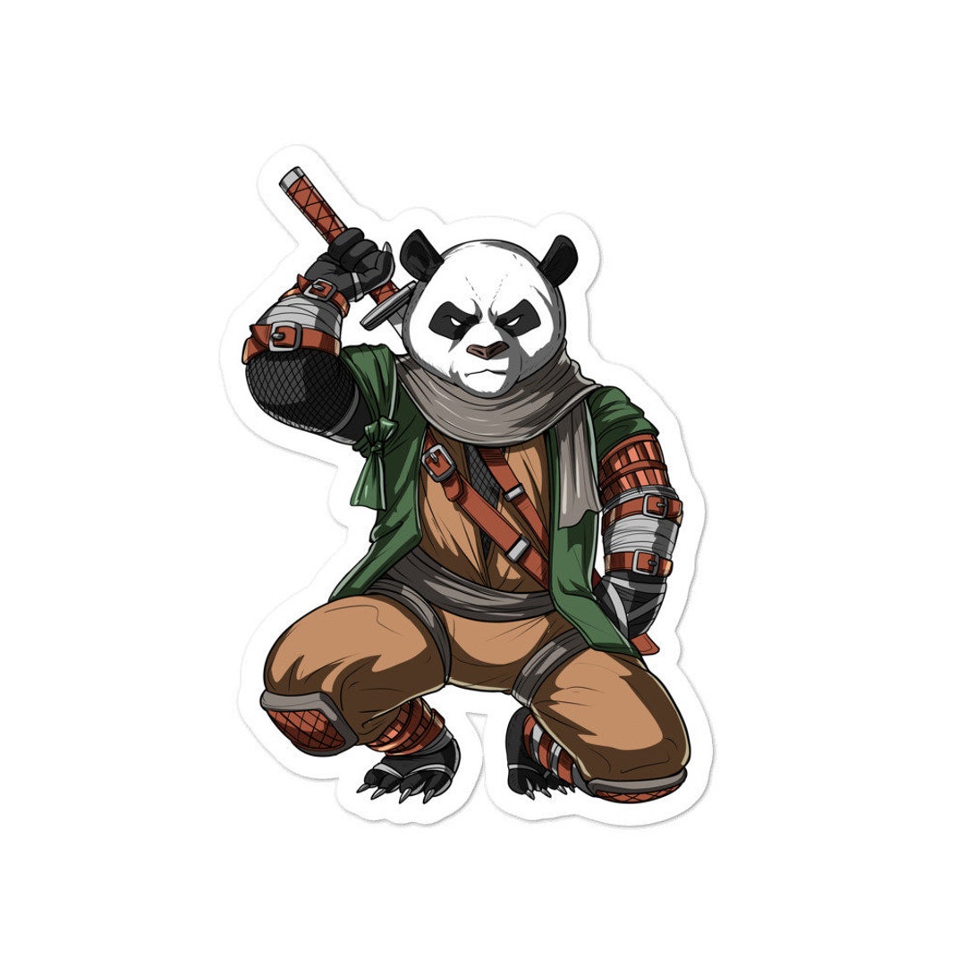 Panda Bär Ninja Aufkleber Lustiger Panda Samurai Aufkleber Panda