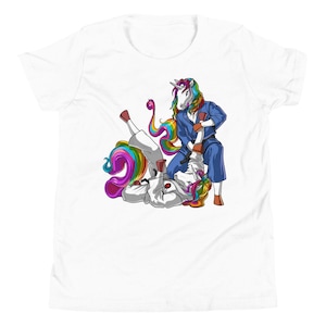 Unicorn Jiu-Jitsu Kids Shirt, Brazilian Jiu-Jitsu Girls Shirt, Judo Wrestling Tee, Funny Martial Arts Clothing, BJJ Unicorn Clothes