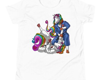 Unicorn Jiu-Jitsu Kids Shirt, Brazilian Jiu-Jitsu Girls Shirt, Judo Wrestling Tee, Funny Martial Arts Clothing, BJJ Unicorn Clothes