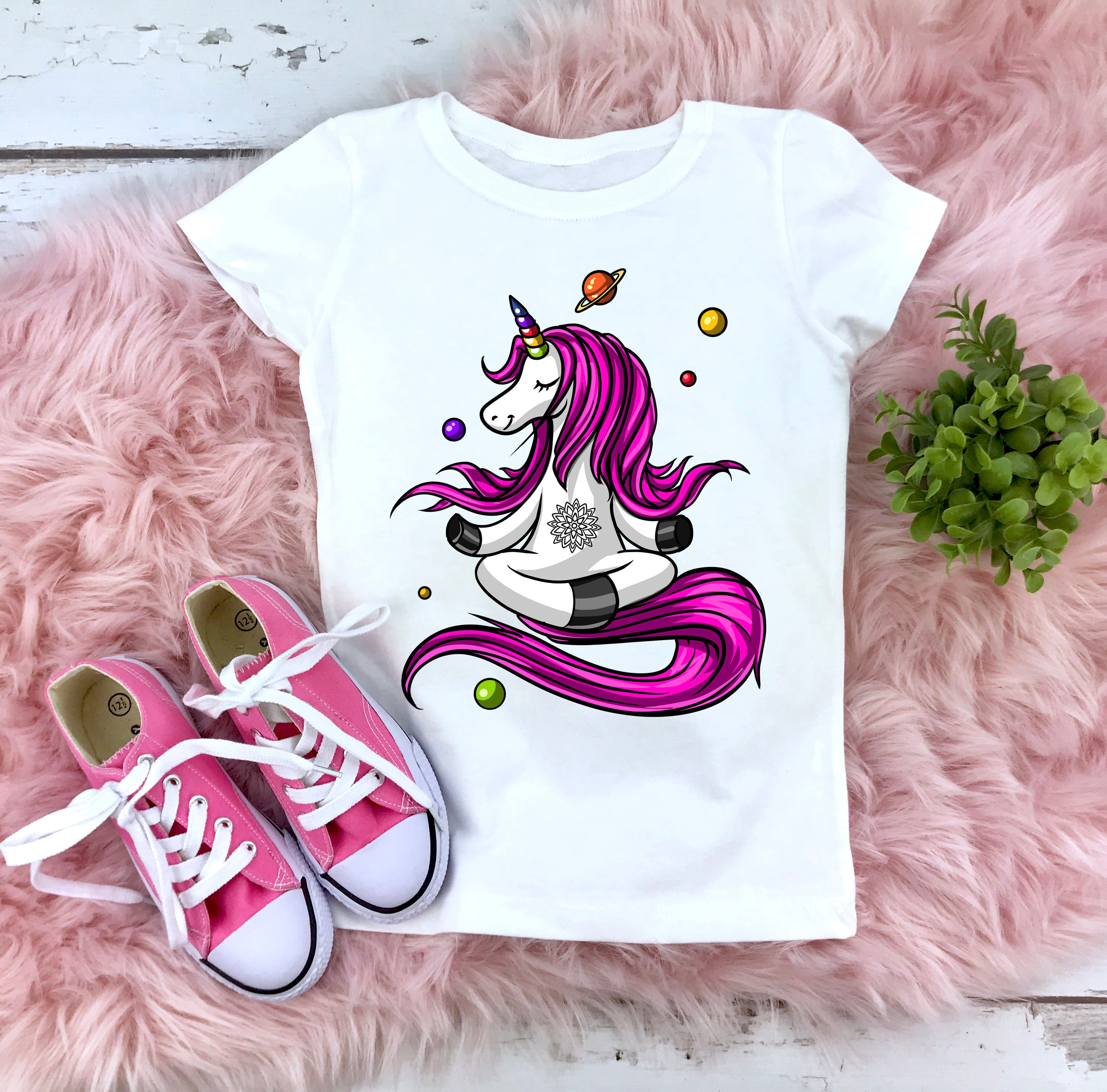 Unicorn Yoga Kids T-shirt Unicorn Space 