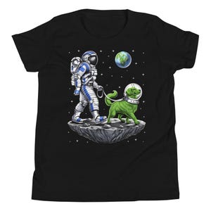 Astronaut Walking Alien Dog Kids T-Shirt, Space Kids Tee, Cosmic Boys Shirt, Planet Earth Shirt, Astronaut Clothing, Science Fiction Clothes