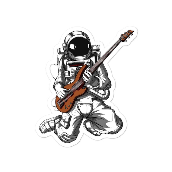 Space Astronaut Gitarist Sticker Bass Guitar Decal Guitar Lover