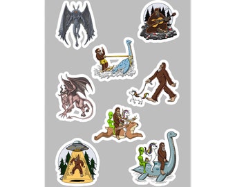 Cryptozoology Sticker Sheet - Cryptids Sticker Bundle - Mythological Cryptid Creatures Sticker Pack - Planner Sticker - Journal Sticker