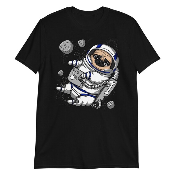 Pug Dog Astronaut T-Shirt, Funny Pug Tees, Mens Pug Clothes, Pug Apparel, Unisex Pug Clothes, Cute Pug Clothing, Space T-Shirt