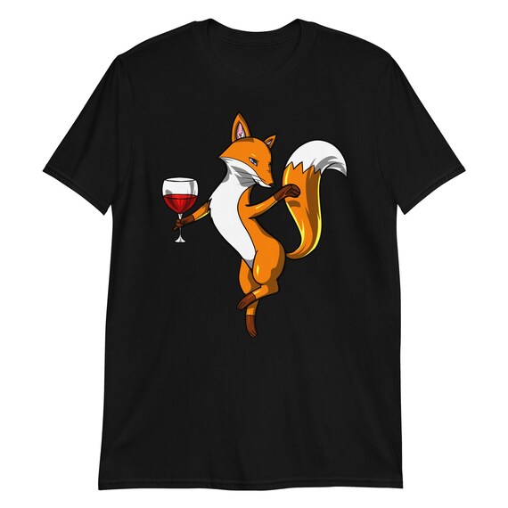 Fox Wine Drinking Party Shirt, Funny Fox Tee, Womens Fox Shirt, Cute Fox Clothing, Mens Fox Clothes - Fox Apparel, Unisex Fox Outfit