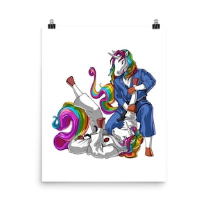 Unicorn Jiu-Jitsu Poster - Jiu-Jitsu Art Print - Wrestling Poster - Judo Wall Decor - Martial Arts Poster - Jiu-Jitsu Room Decor