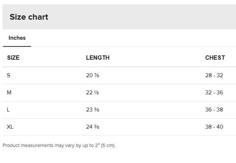 the size chart for a women's dress