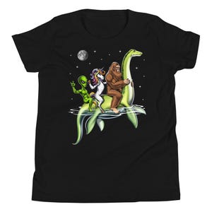 Cryptids Kids T-Shirt, Bigfoot Loch Ness Monster Shirt, Cryptozoology Shirt, Cryptid Creatures Tee, Alien Unicorn Shirt, Cryptid Clothes