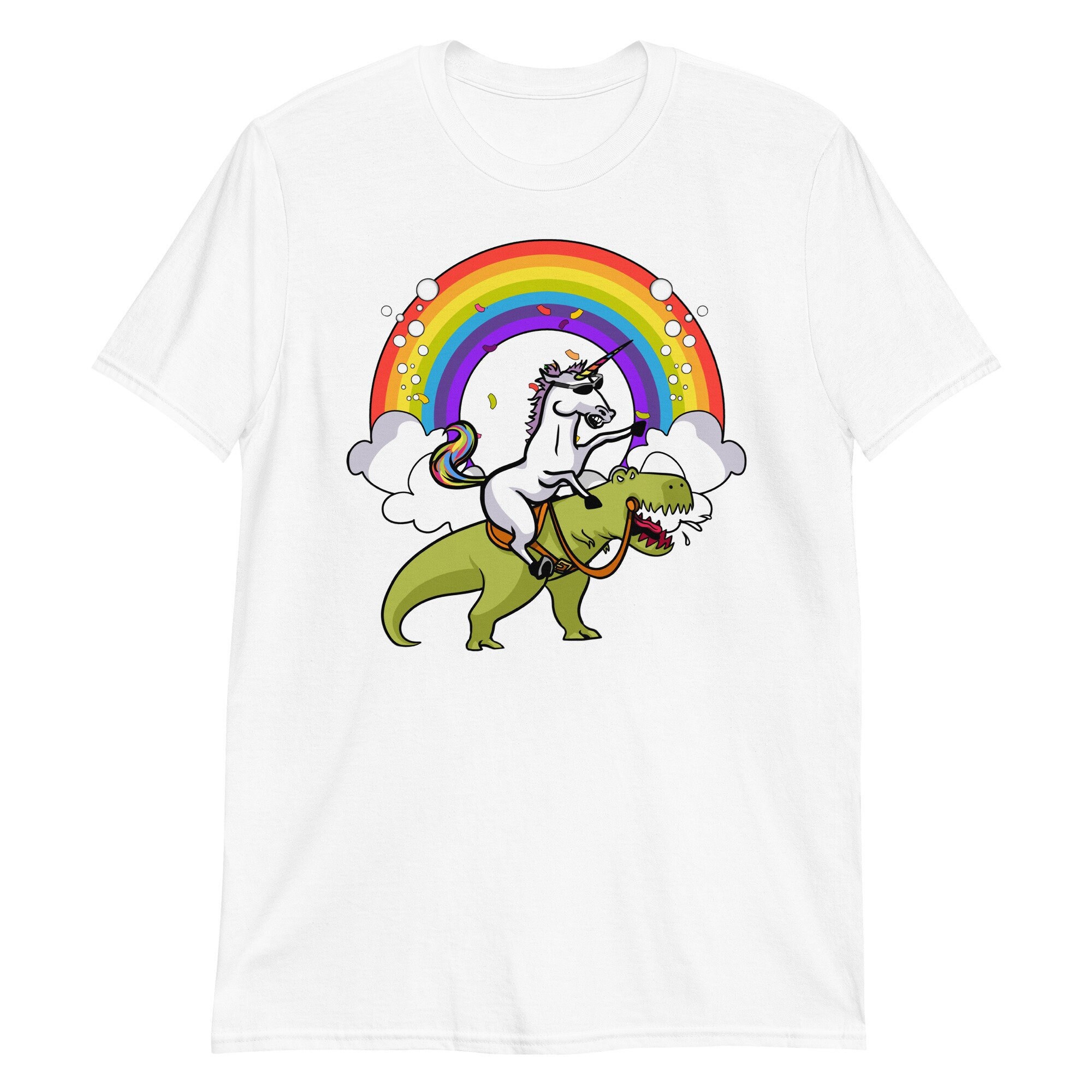 T-shirt Donna Manica Corta Unicorno Arcobaleno - Maglia Estiva Colorata, Idea Regalo Per Ragazze E Adulti, Multicolore