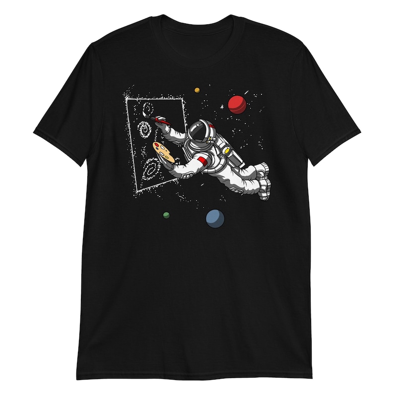 Koszulka Space Astronaut Painter, Koszulki do malowania, Koszulka unisex Painter, Koszulka nauczyciela sztuki, Koszulka Galaxy, Koszulka męska Artist, Odzież malarska zdjęcie 1