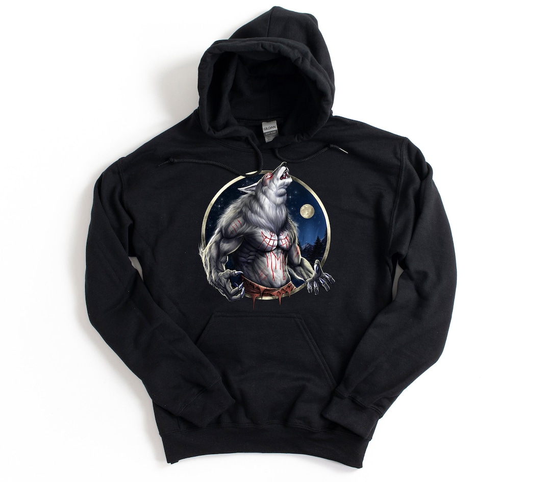 Werewolf Hoodie Full Moon Hoodie Howling Wolf Hoodie Etsy