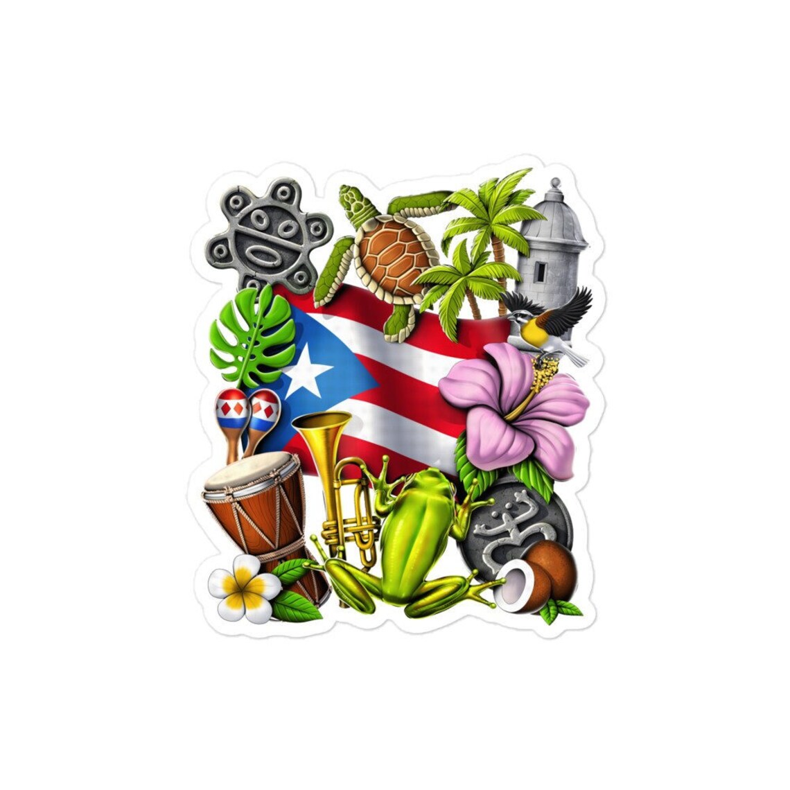Puerto Rico Sticker Logo Puerto Rico Sticker, Boricua Sticker, Taino Sticker, Coqui Frog Sticker ...