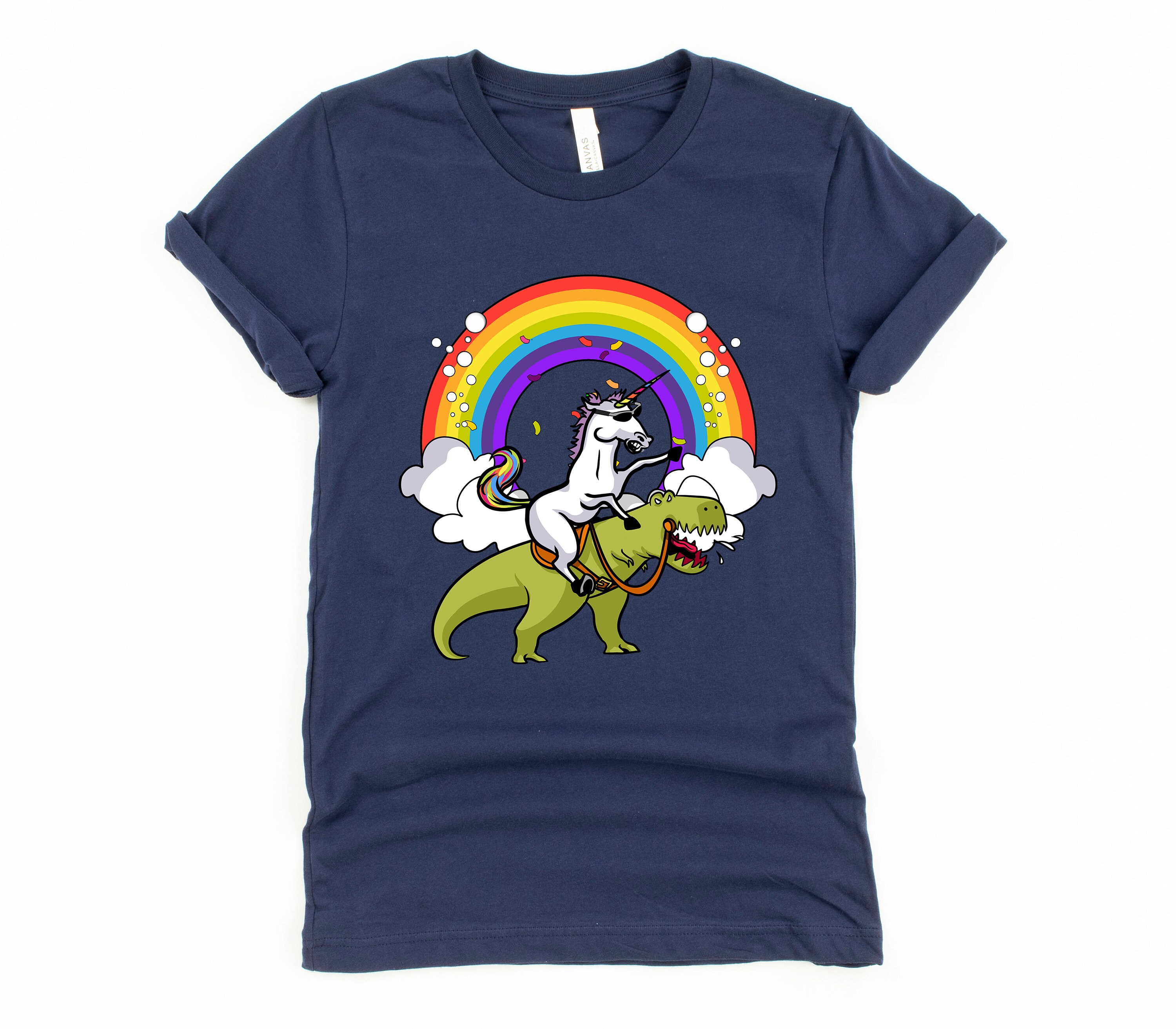 Unicorn Riding T-rex Dinosaur Shirt 