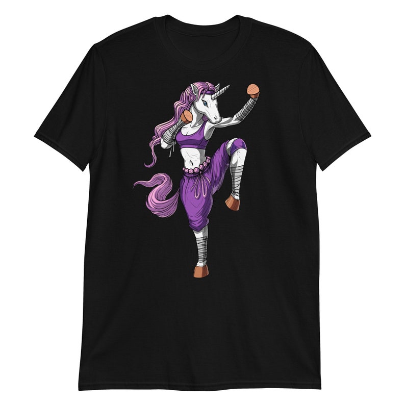 Unicorn Muay Thai Shirt, Kung Fu Shirt, Martial Arts Shirt, Kickboxing Tee, Karate Shirt, Thai Boxing Clothing, Thai Boxer Clothes Black