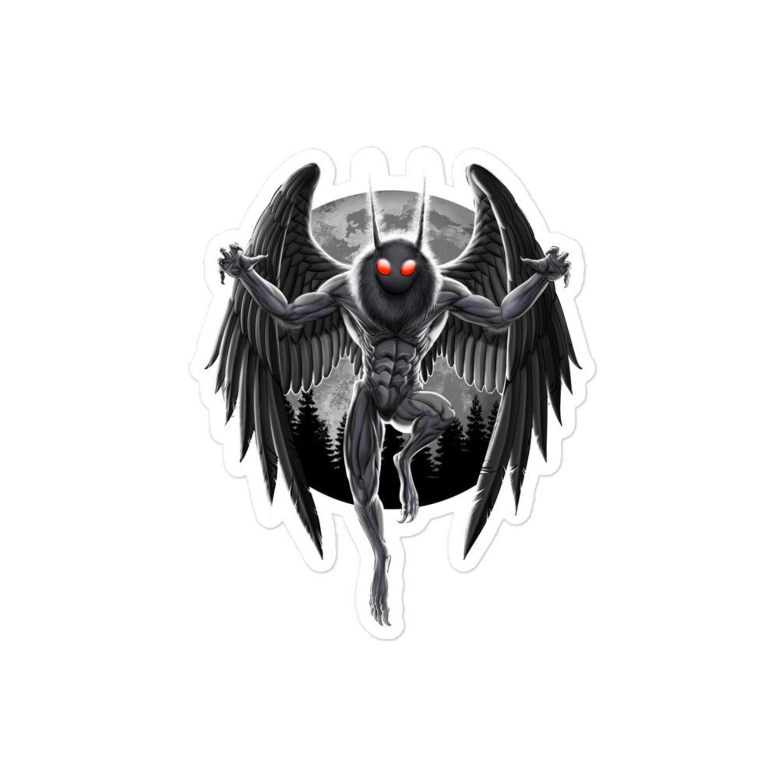 Mothman Sticker - Cryptid Creatures Sticker - Cryptids Stickers ...