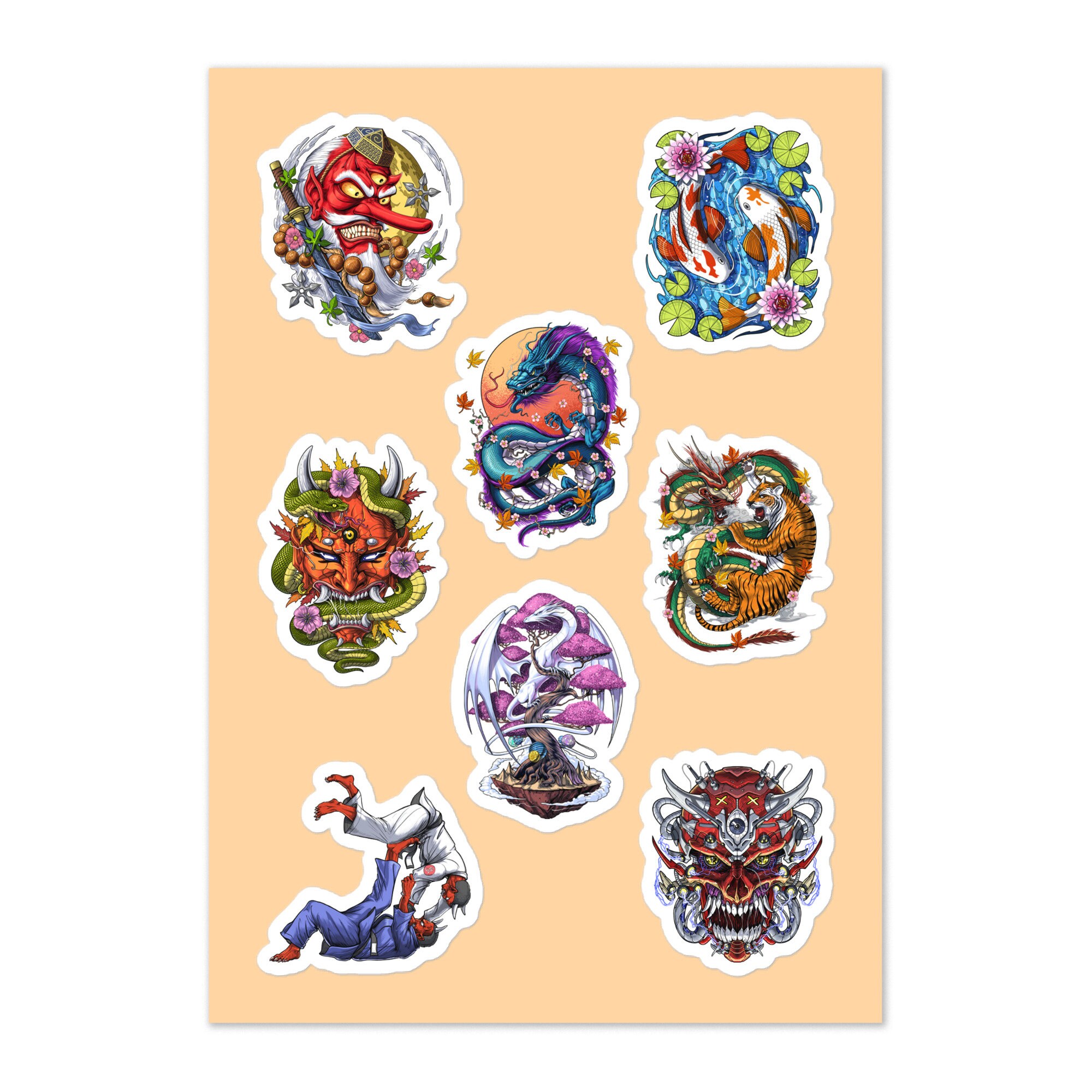 tengu, japanese, anime, kami, god, spirit, kimono, design, flame, blue,  red Sticker for Sale by Zagalar