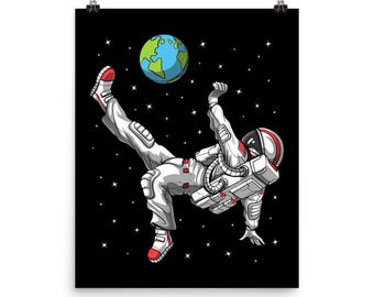 Soccer Astronaut Poster - Soccer Art Print - Soccer Player Gift - Soccer Wall Decor - Soccer Room Decor - Football Poster