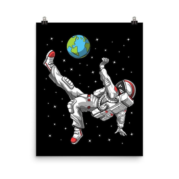 Soccer Astronaut Poster - Soccer Art Print - Soccer Player Gift - Soccer Wall Decor - Soccer Room Decor - Football Poster