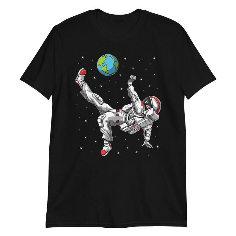 Astronaut Soccer Player Shirt, Mens Soccer Tee, Soccer Clothing, Soccer Clothes, Soccer Apparel, Soccer Outfit, Space Unisex T-Shirt image 1