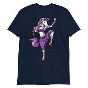 Unicorn Muay Thai Shirt, Kung Fu Shirt, Martial Arts Shirt, Kickboxing Tee, Karate Shirt, Thai Boxing Clothing, Thai Boxer Clothes Navy
