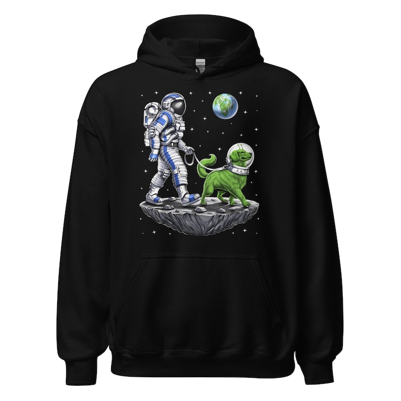 Astronaut Walking Alien Dog Hoodie, Space Hoodie, Cosmic Sweatshirt ...