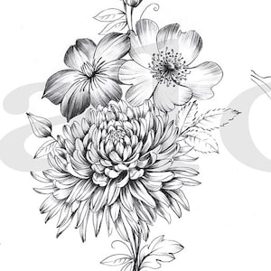 Custom Birth flower bouquet print, unique family bouquet, anniversary gift, Personalised Birth Flower bouquet, Special Grandma&#39;s gift