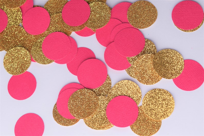 Bridal Shower Decoration Hot Pink and Gold Confetti Hot Pink Birthday Decorations Hens Party Decorations Pink and Gold Party Decorations