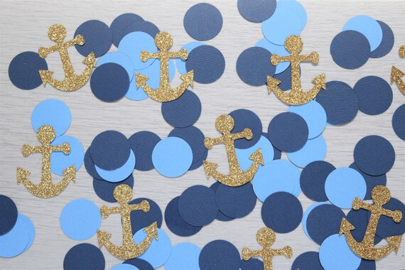 Blue and Gold Anchor Confetti, Nautical Party Decorations, Nautical Baby  Shower Decorations, Navy Nautical Birthday Party Decorations 