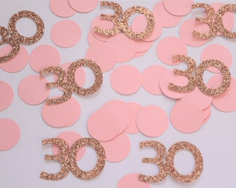 Blush and Rose Gold 30th Birthday Confetti, Pink and Rose Gold Birthday Decorations, 30th Birthday Party Decor, Thirty Birthday Decorations