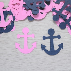 Pink and Navy Anchor Confetti, Nautical Party Decorations, Nautical Baby Shower Decorations, Pink Navy Nautical Birthday Party Decorations